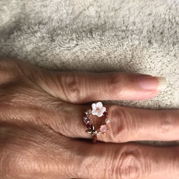 Rose Gold & Butterfly Circle Halo Ring - Picture 4 of 4